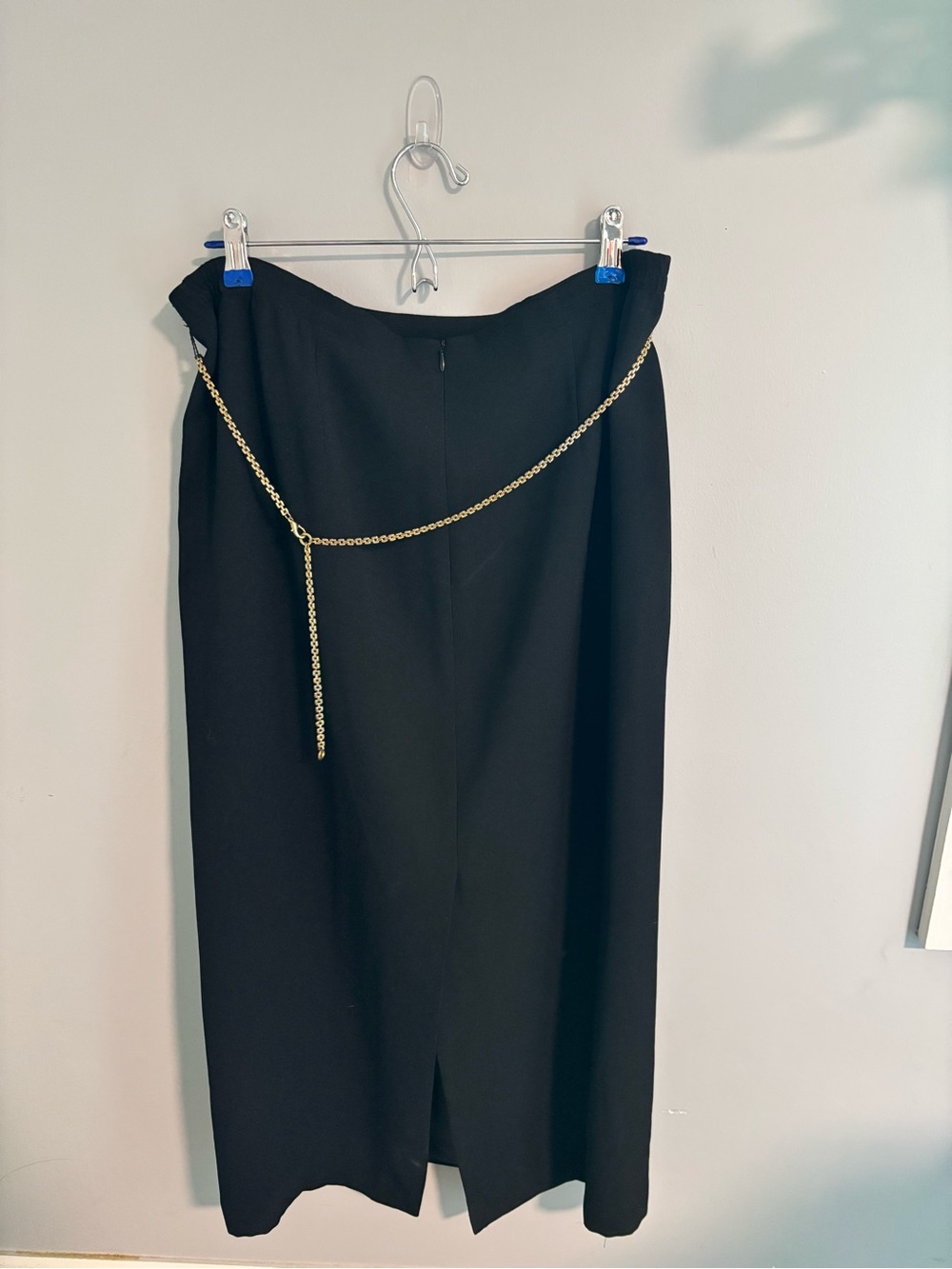 Black Maxi Skirt with Gold Chain Detail - Picture 2 of 3